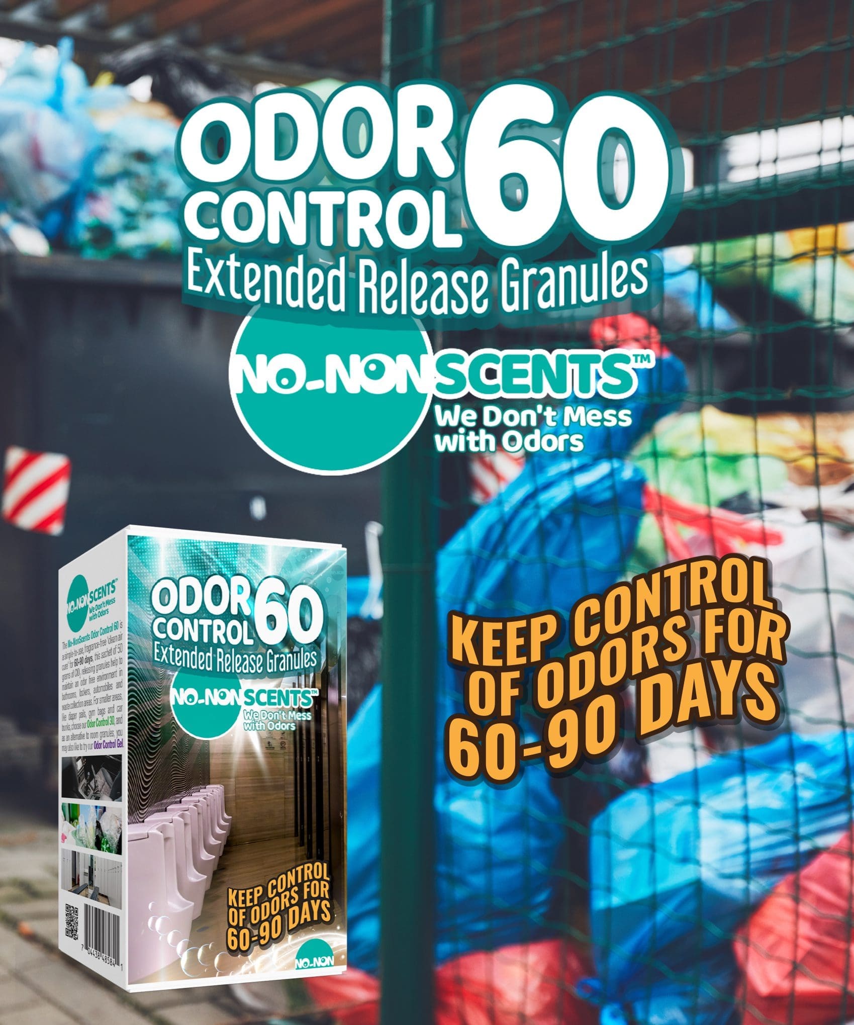 No-NonScents Long-Term Odor Control 60-90 Days - Gym Bags Odor Eliminator - 60 Kit