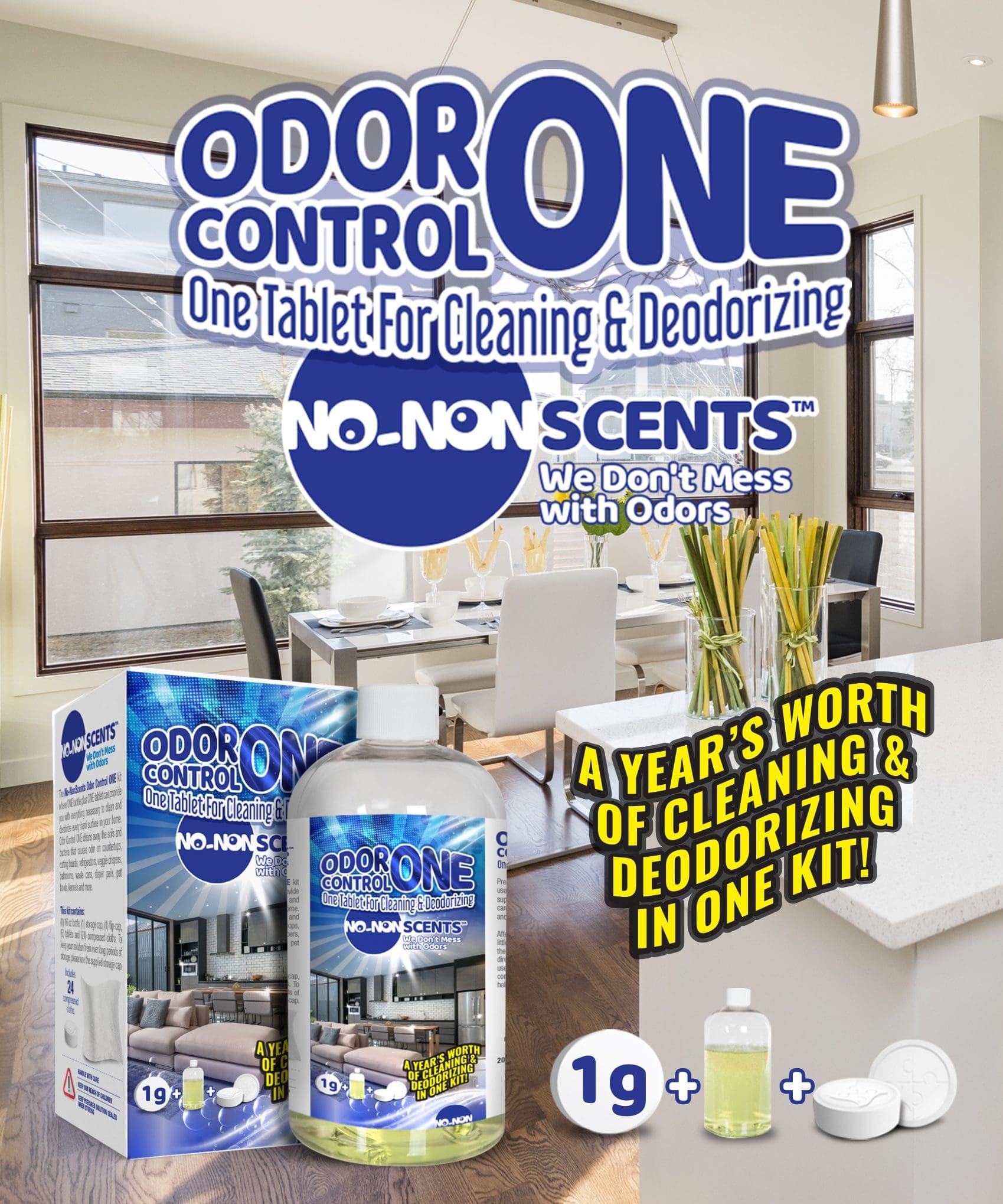 No-NonScents Odor Control ONE ClO2 Cleaning & Deodorizing Starter Kit