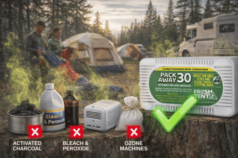 Superior odor elimination for campers