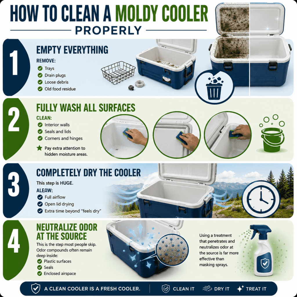 image displaying step by step instructions on how to clean a cooler properly