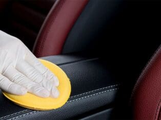 cleaning car leather seats.